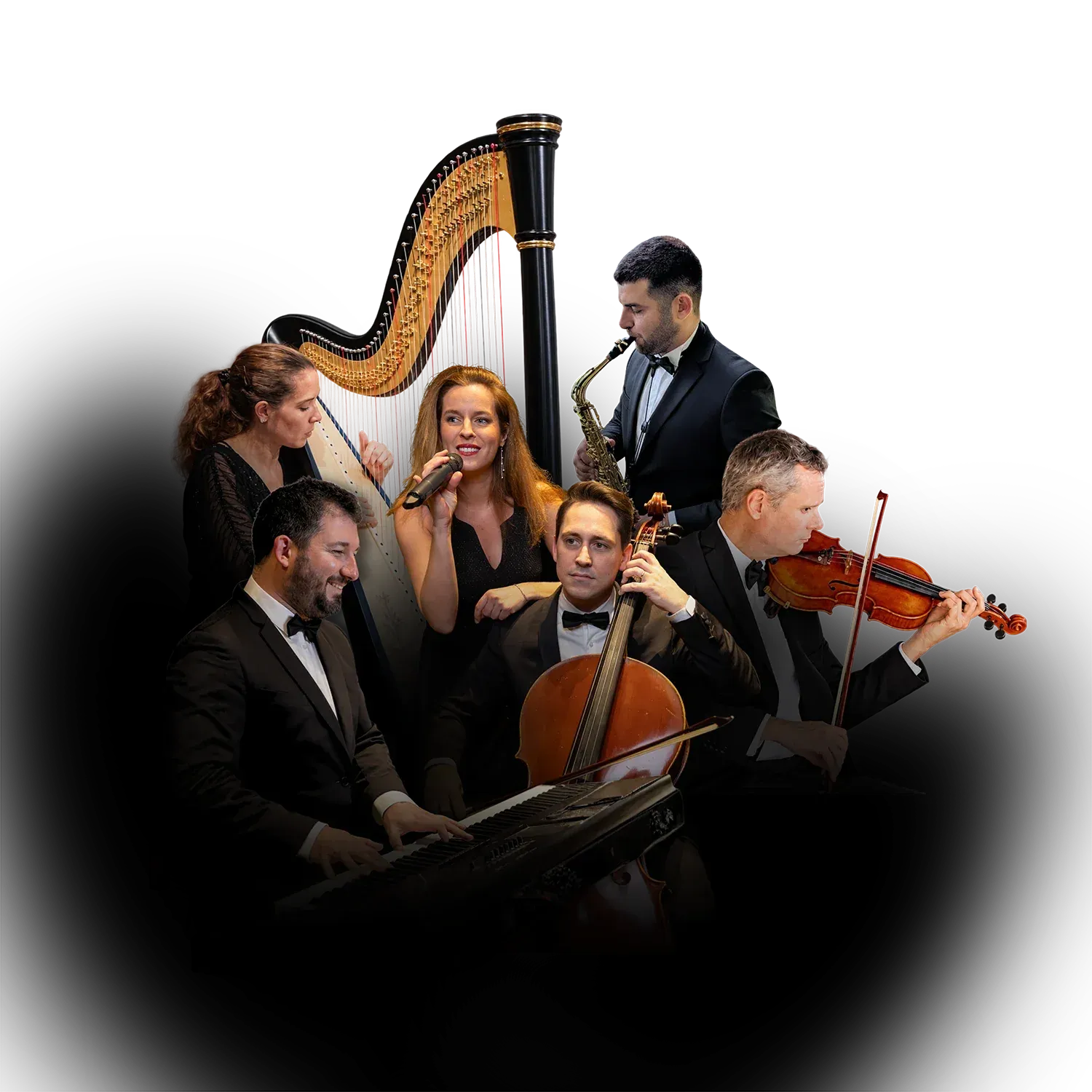 Une formation élargie avec harpe, violons et violoncelle