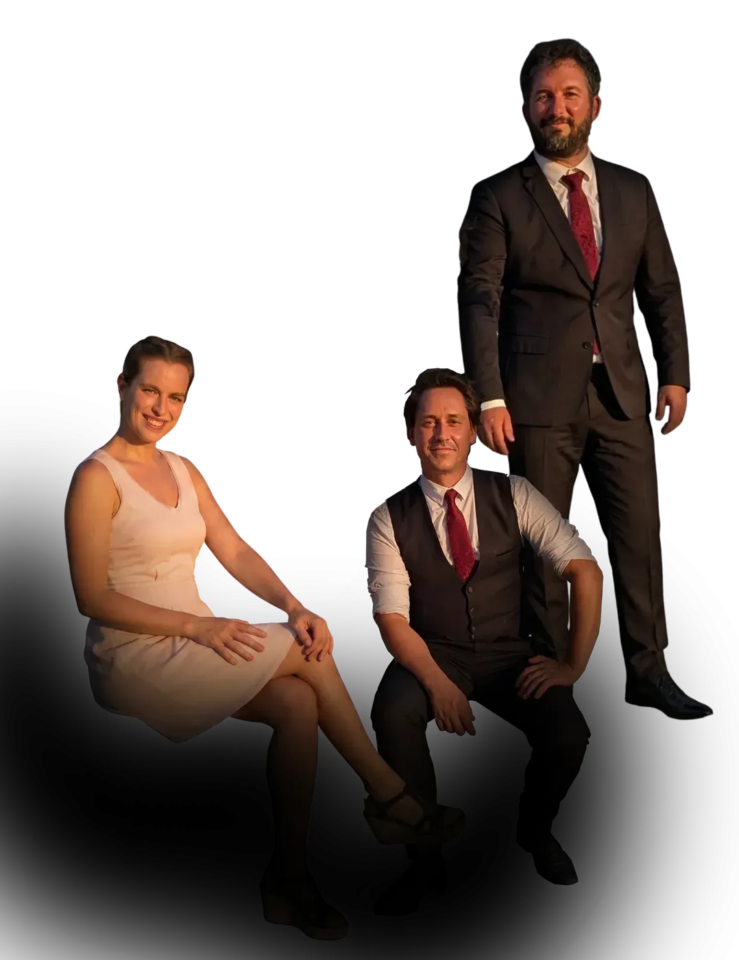 Natacha Milan, Ivan Tupinier et Benjamin Dupré en tenue de soirée