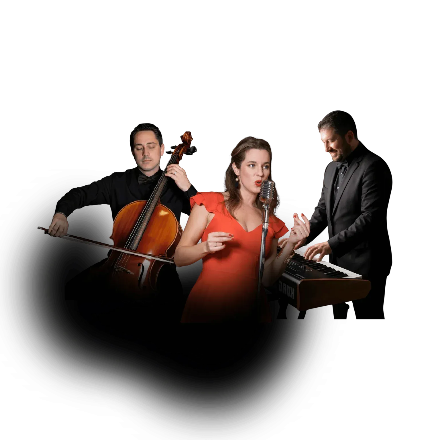 Le trio : Ivan Tupinier au violoncelle, Natacha Milan au chant et Benjamin Dupré au piano